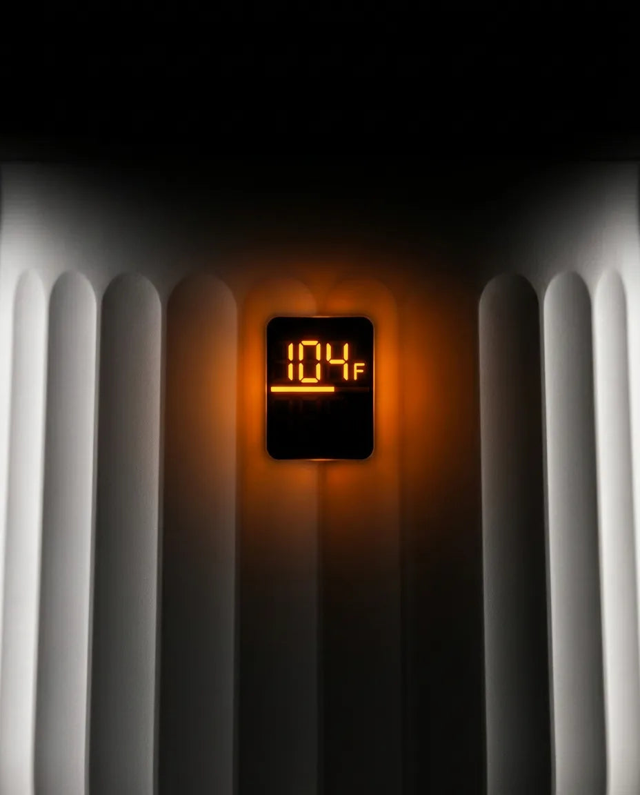 Towel warmer with lid – display on the white housing