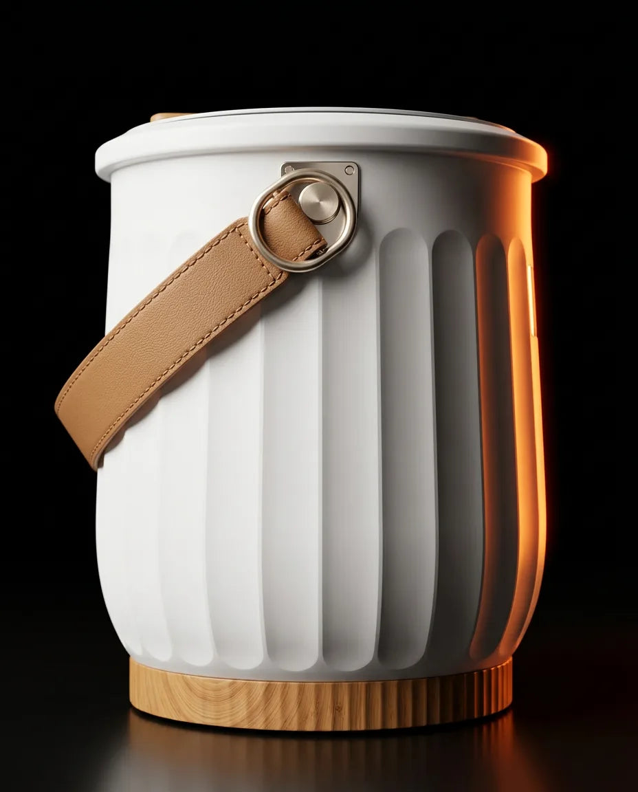 Towel warmer with lid – carry handle and housing in detail
