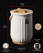 Towel warmer with lid – container size graphic