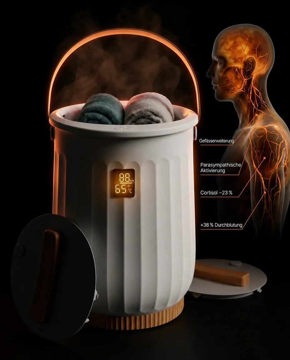 Towel warmer with lid – diagram of the open warmer