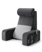 Memory foam reading pillow for bed – upright support with armrests and side pockets – product image 1