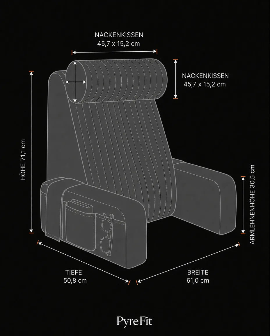 Memory foam reading pillow for bed – upright support with armrests and side pockets – product image 7