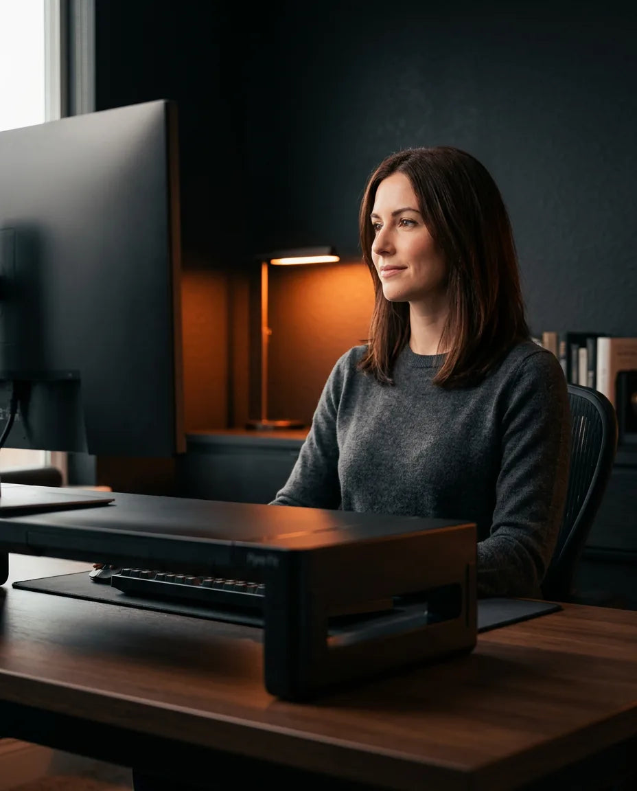 Monitor Stand with Drawer – Screen Riser for Sitting Upright – product image 3