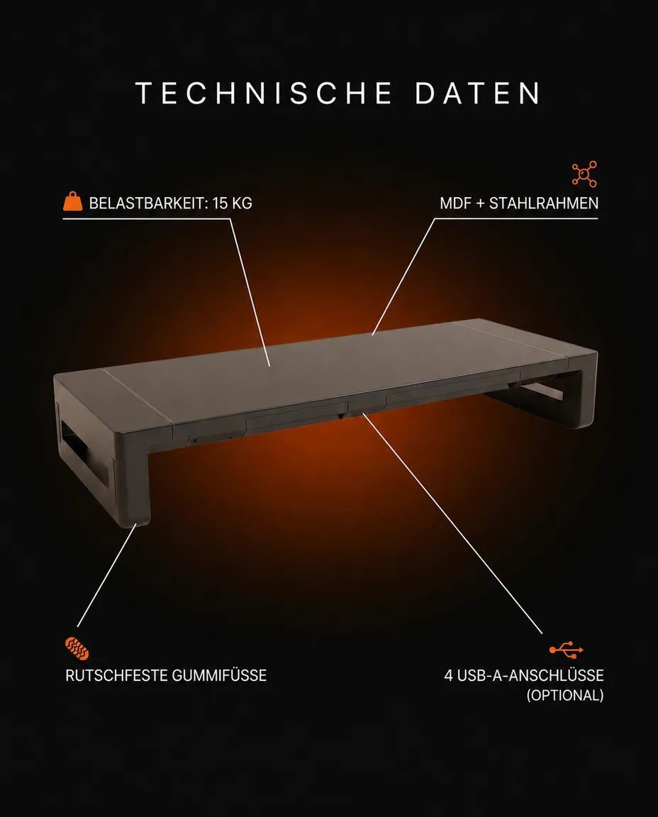 Monitor Stand with Drawer – Screen Riser for Sitting Upright – product image 8