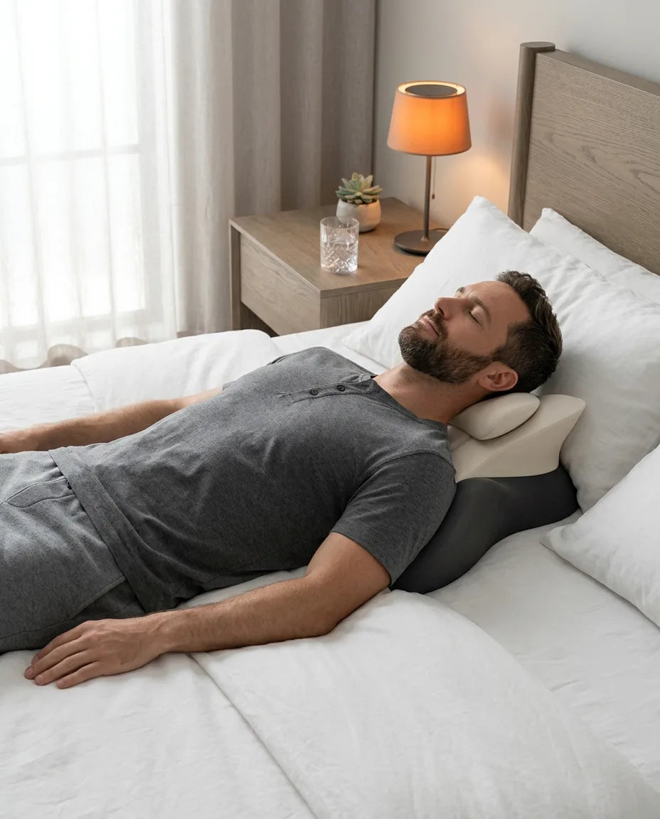 Oreiller cervical en mousse à mémoire de forme – contour avec ailes latérales pour dormeurs sur le dos et sur le côté – image du produit 3