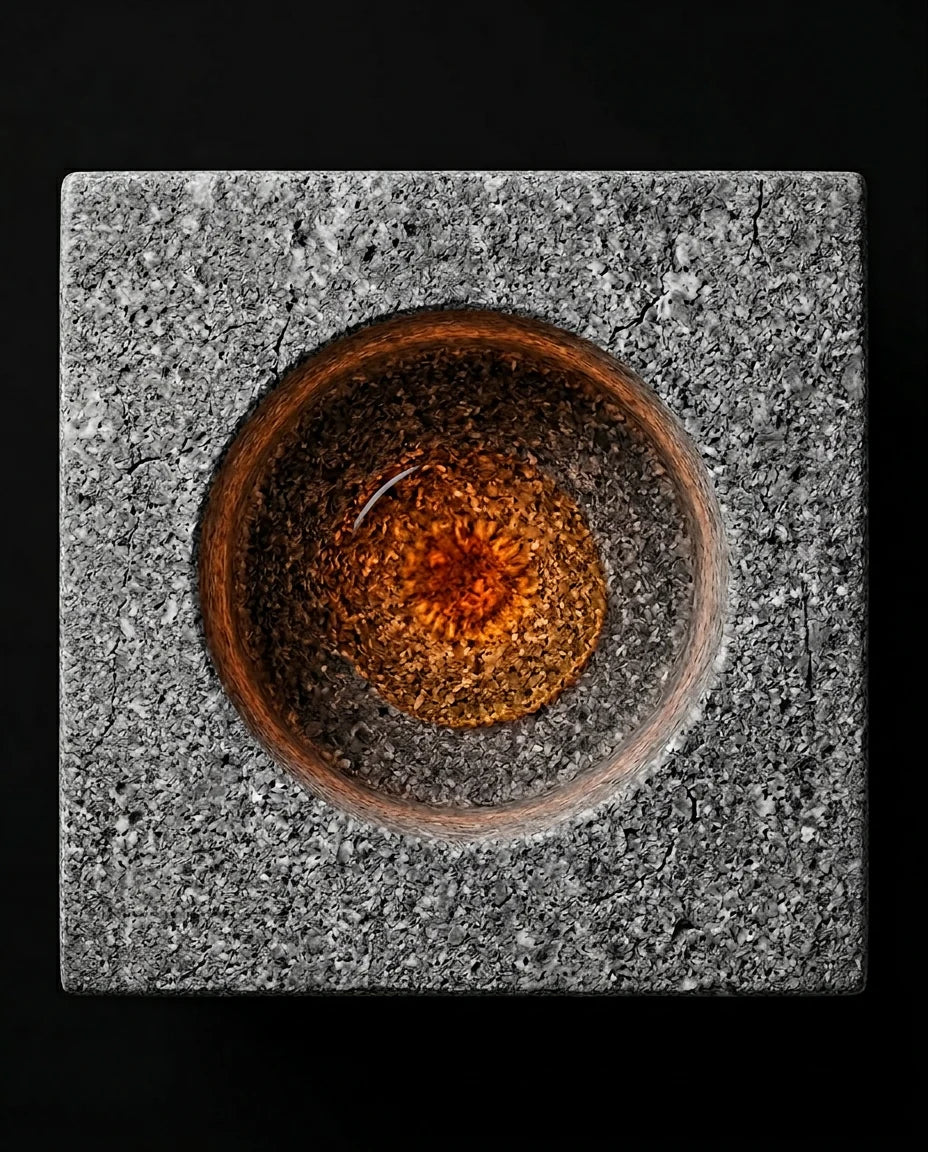 Présentoir à huiles essentielles en granit – support sculptural pour sauna et spa – image du produit 6