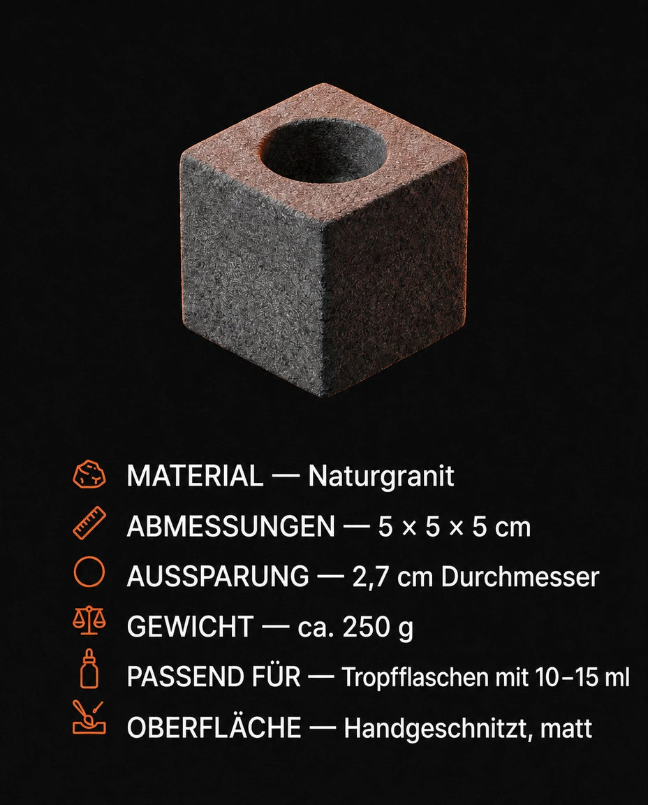 Présentoir à huiles essentielles en granit – support sculptural pour sauna et spa – image du produit 8