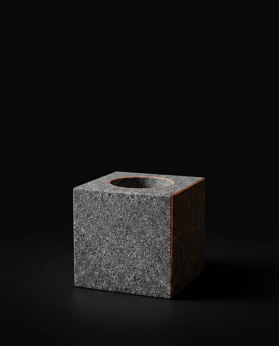 Présentoir à huiles essentielles en granit – support sculptural pour sauna et spa – image du produit 10