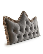 Coussin dossier de lit en velours capitonné – look de tête de lit sans installation – image du produit 1