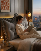 Coussin dossier de lit en velours capitonné – look de tête de lit sans installation – image du produit 2
