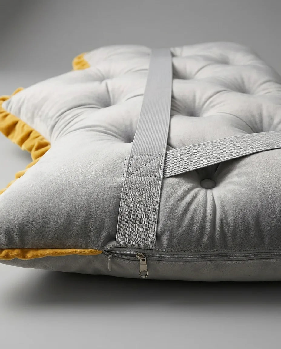 Coussin dossier de lit en velours capitonné – look de tête de lit sans installation – image du produit 6