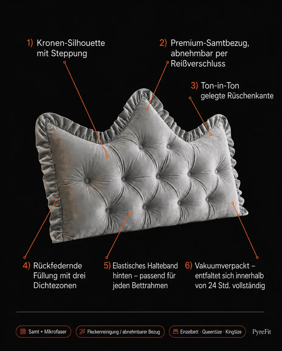 Coussin dossier de lit en velours capitonné – look de tête de lit sans installation – image du produit 12