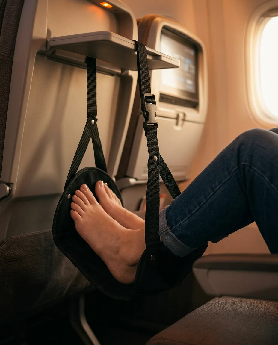 Foot hammock for travel and the office – relief for tired legs at your desk and on flights – product image 2