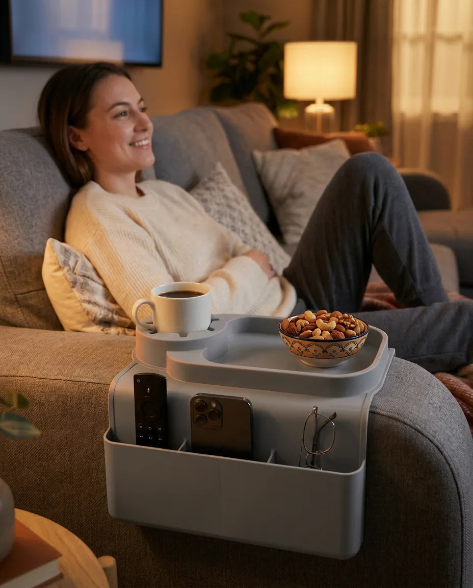 Sofa Armrest Organizer – With Cup Holder and Remote Control Pockets – product image 2