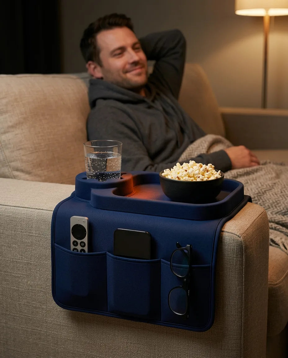 Sofa Armrest Organizer – With Cup Holder and Remote Control Pockets – product image 3