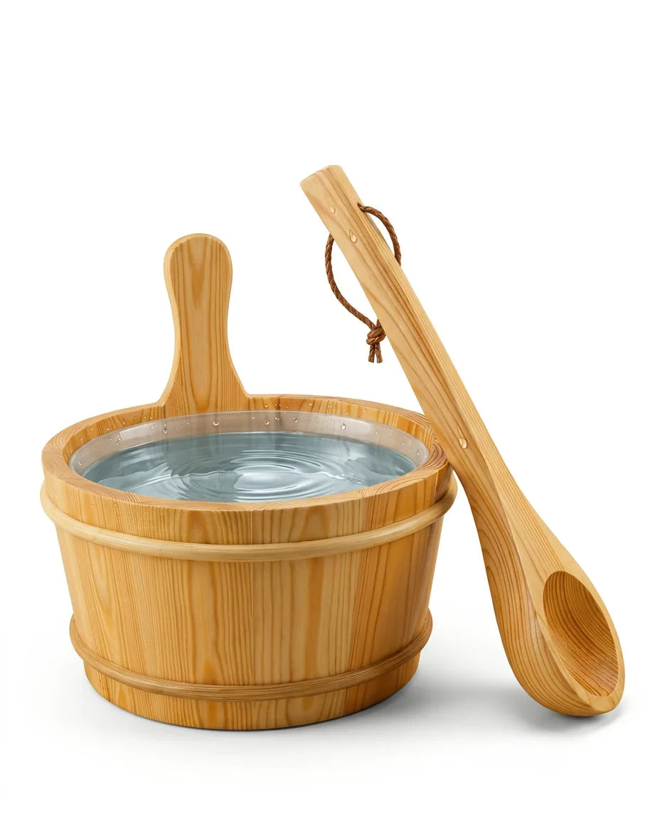 Wooden Sauna Bucket with Ladle – for Steam and Water in Your Home Sauna – product image 1