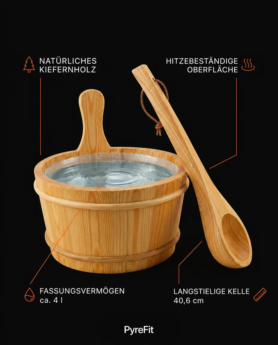 Wooden Sauna Bucket with Ladle – for Steam and Water in Your Home Sauna – product image 7