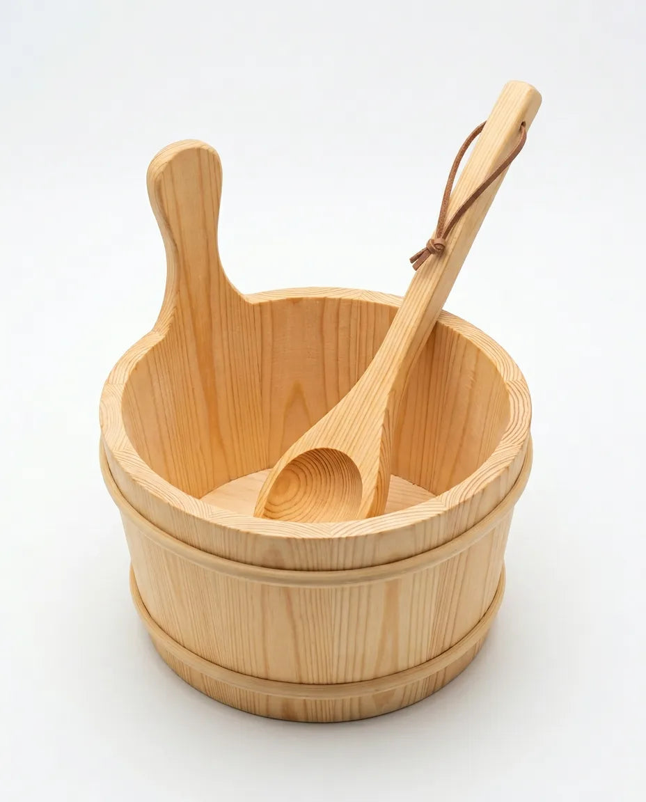 Wooden Sauna Bucket with Ladle – for Steam and Water in Your Home Sauna – product image 8