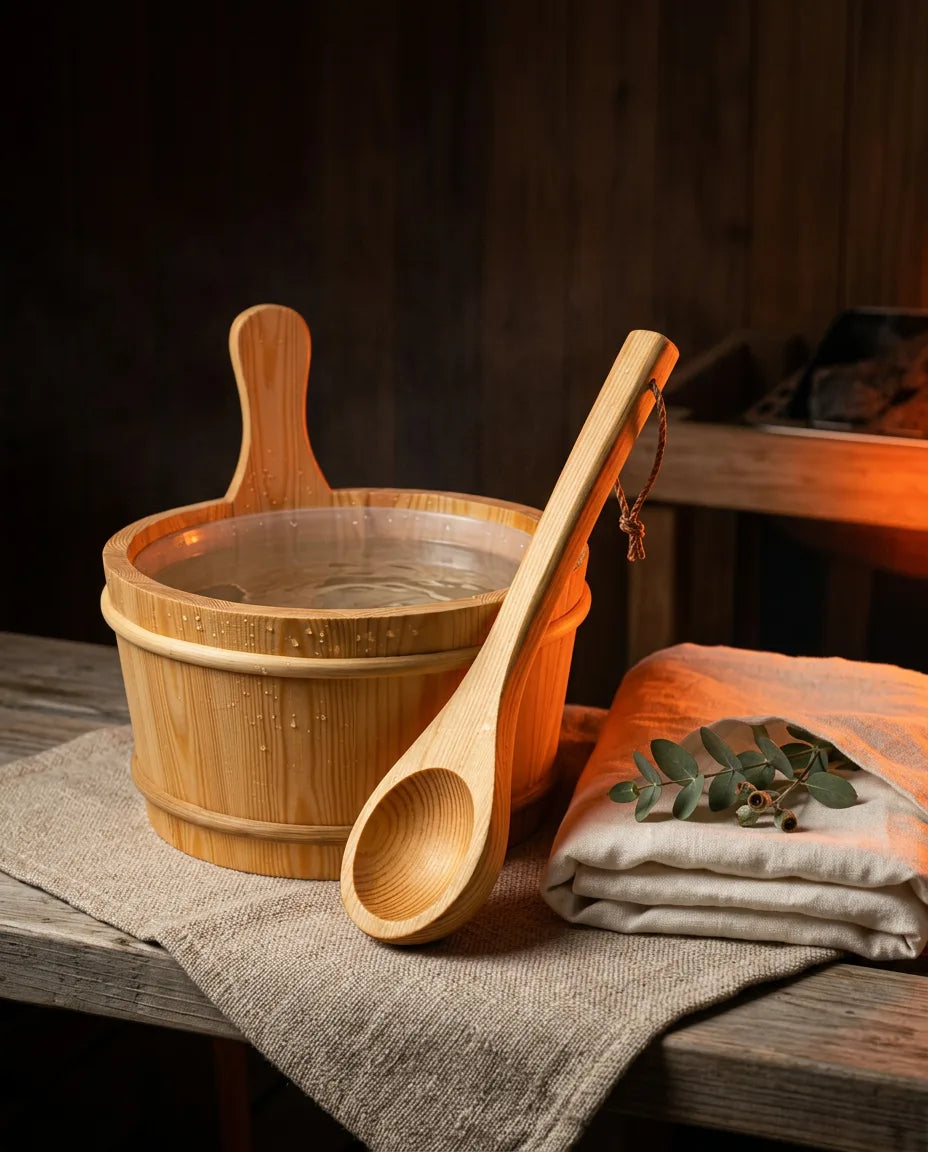 Wooden Sauna Bucket with Ladle – for Steam and Water in Your Home Sauna – product image 9