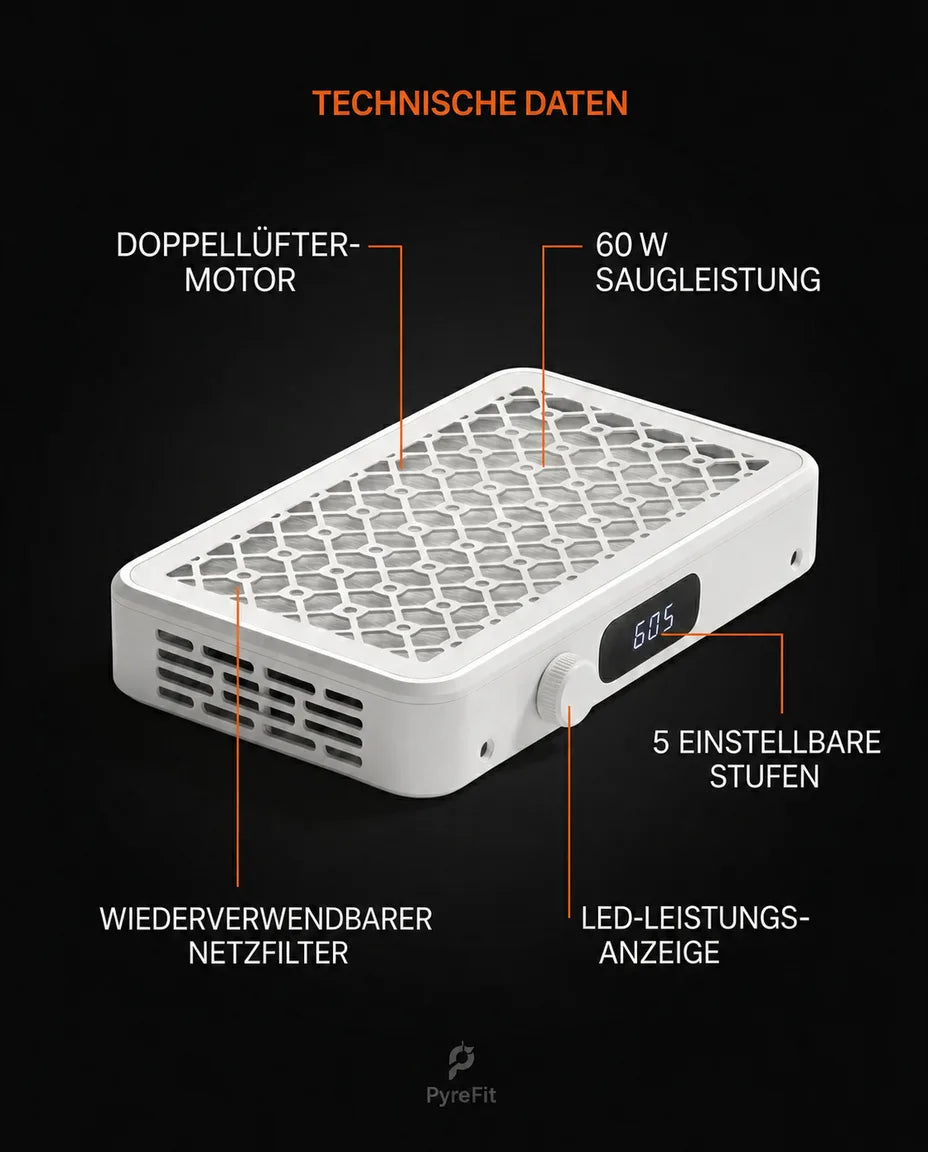 Nail table dust collector – brushless dust extraction with filter – product image 7