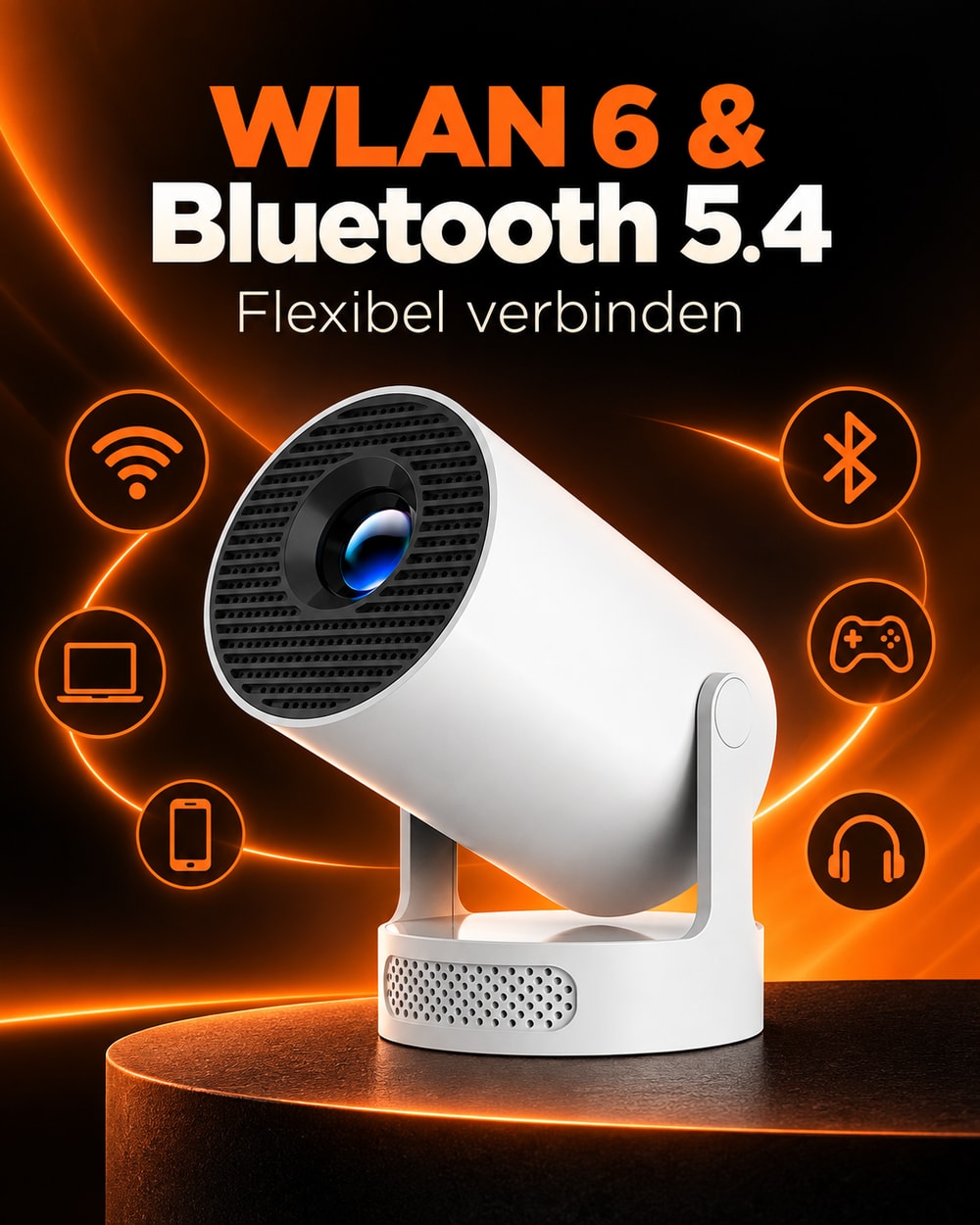 Mini projector – Wi-Fi 6 and Bluetooth 5.4