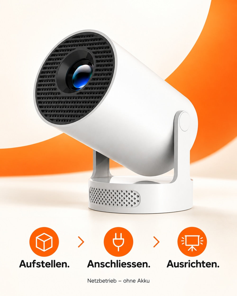 Mini projector – setup and mains power