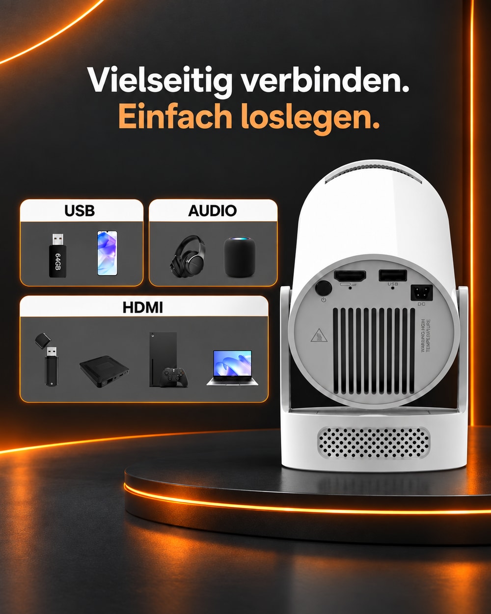 Mini projector – HDMI, USB and audio