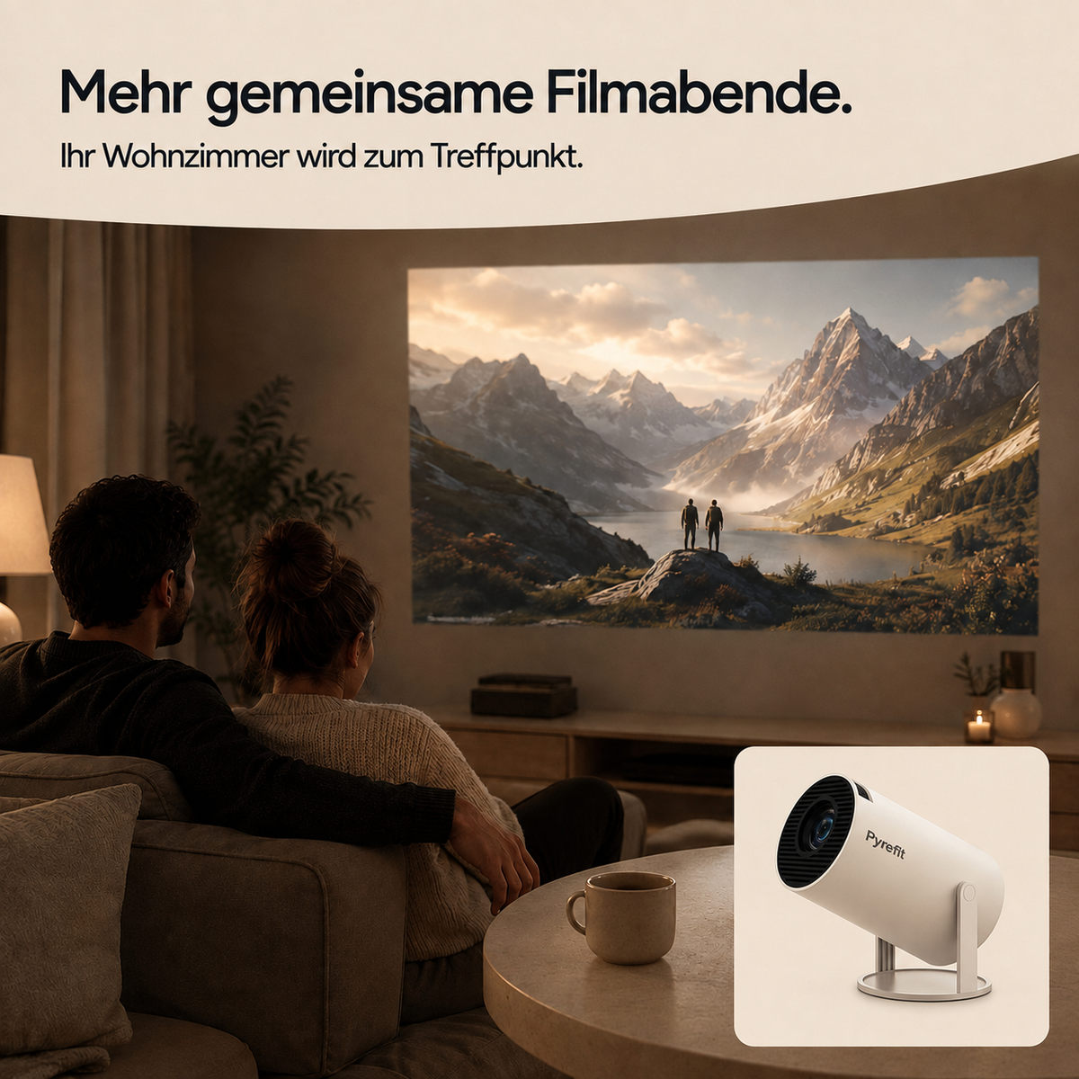 PyreFit mini projector – more movie nights together. Your living room becomes the place to meet.