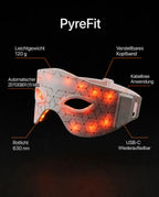 LED eye mask with red light – infographic on design and features