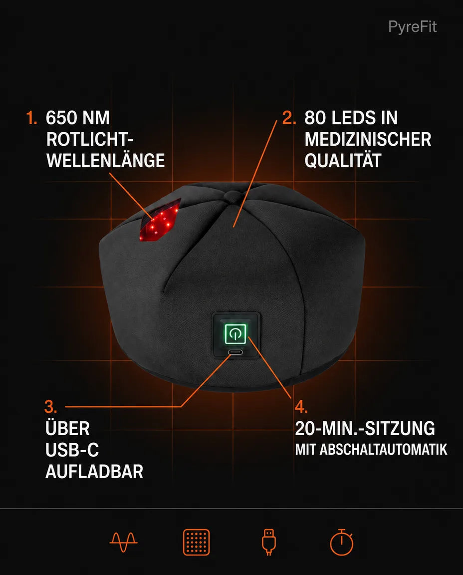 LED red light cap for the scalp – infographic on how the cap is built