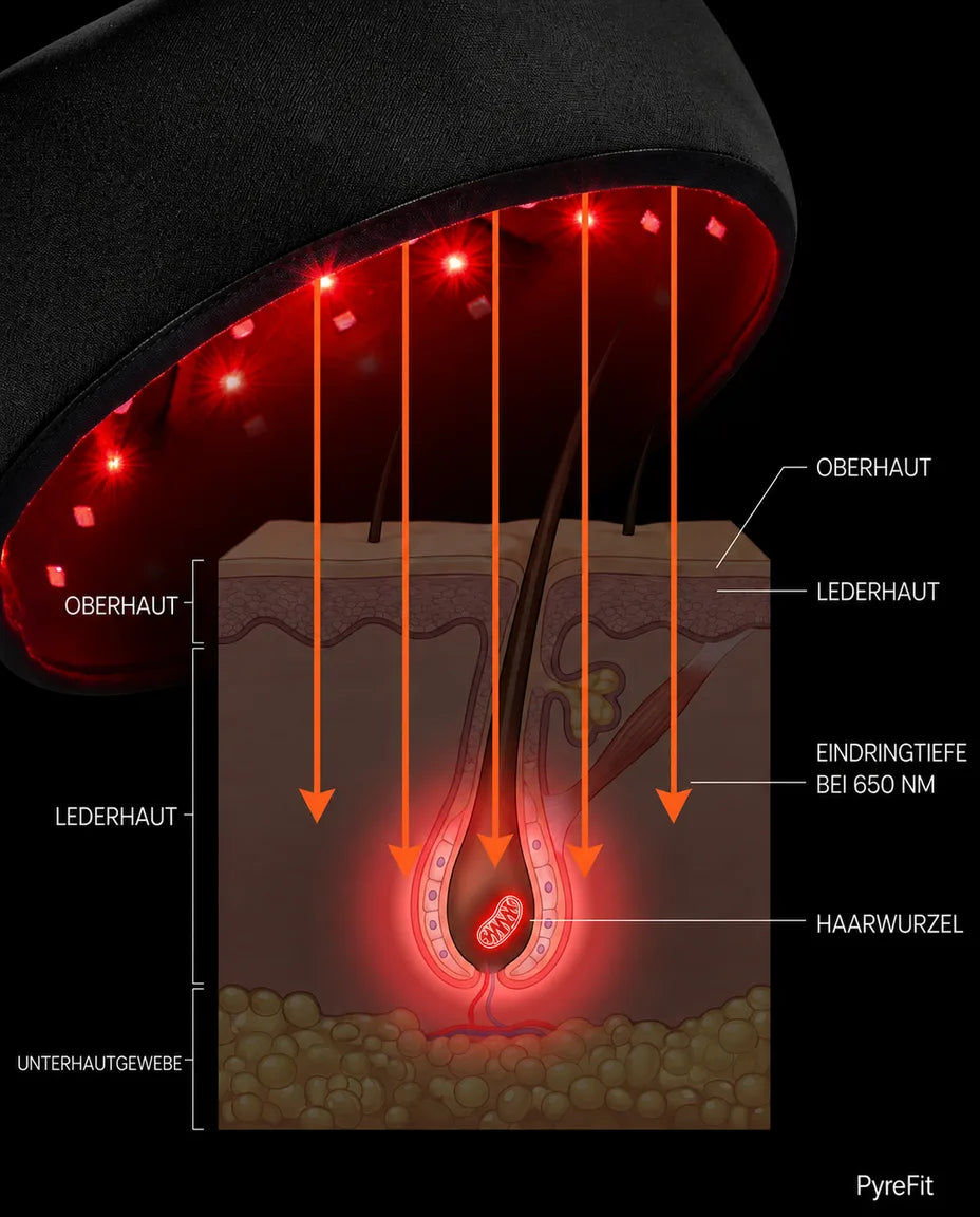 LED red light cap for the scalp – schematic graphic of the scalp