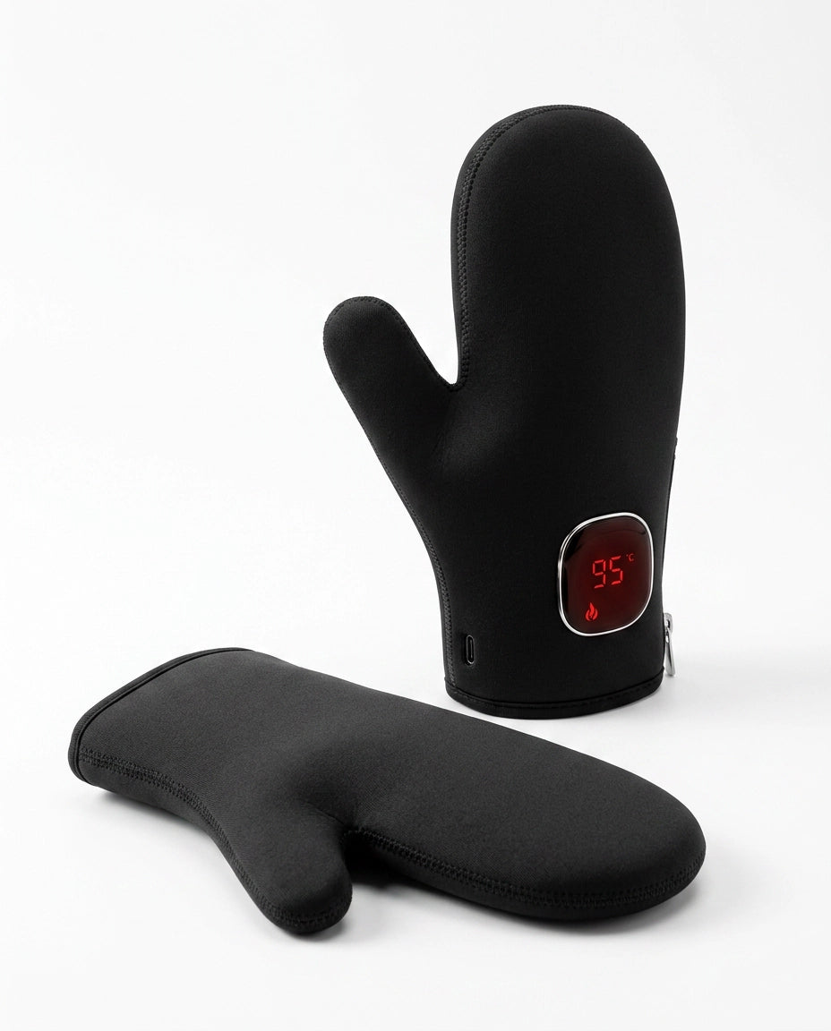 Red light warming gloves – black mitten-style gloves