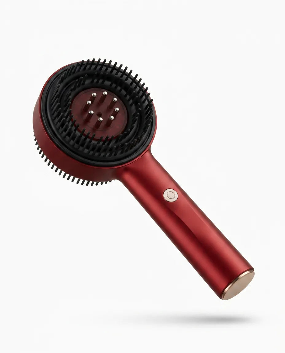 Scalp massage comb with red light – red massage comb with round head