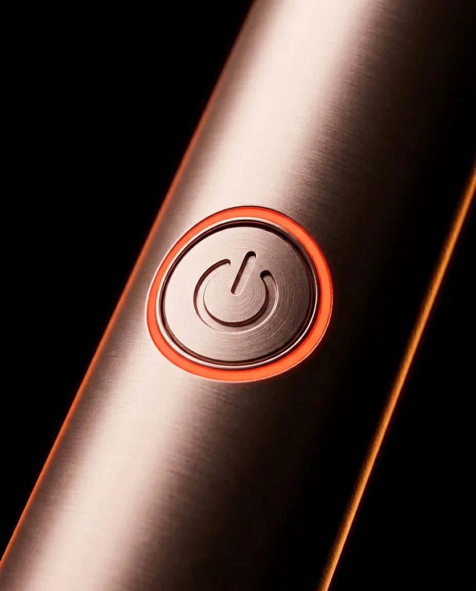 Handheld red light facial device – on/off button on the handle