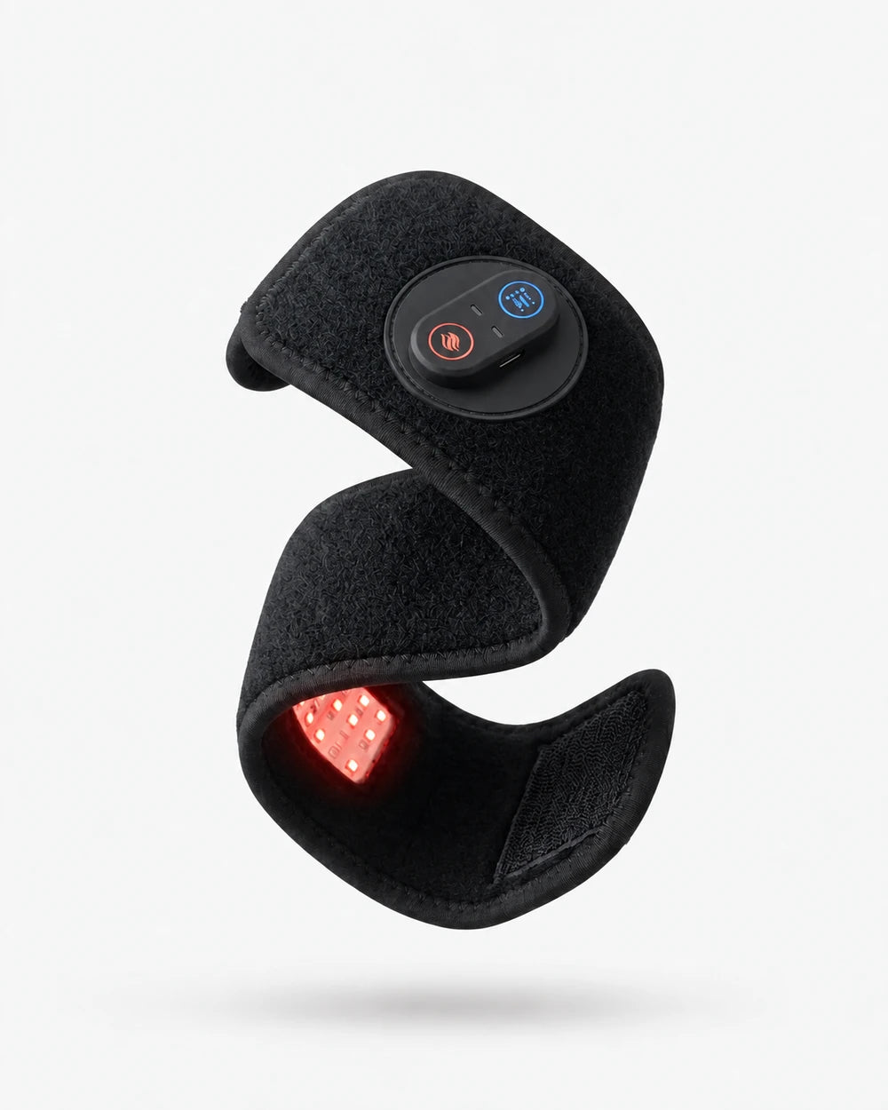 LED red light wrist band – black band with open fastener