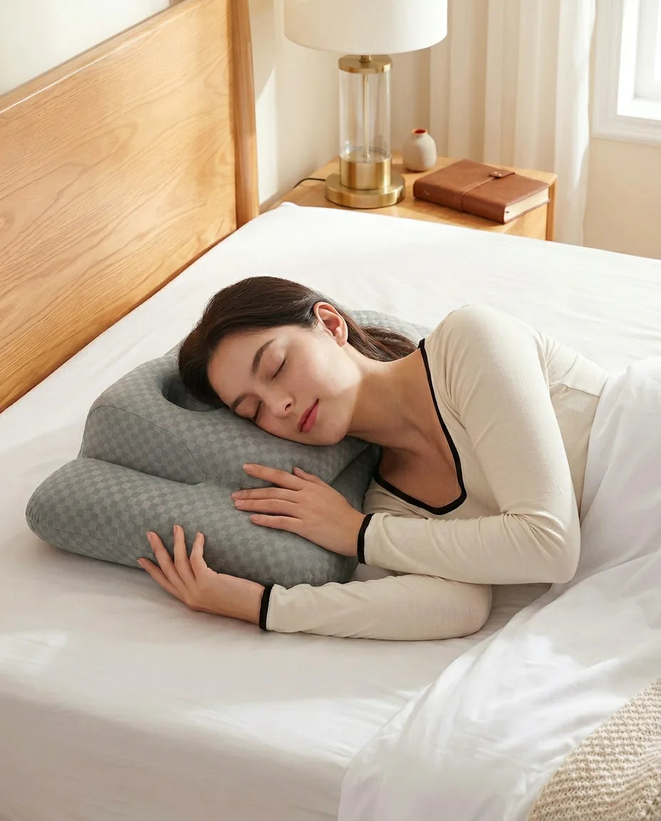 Side sleeper pillow with ear cut-out – ergonomic support for neck and arm – product image 2