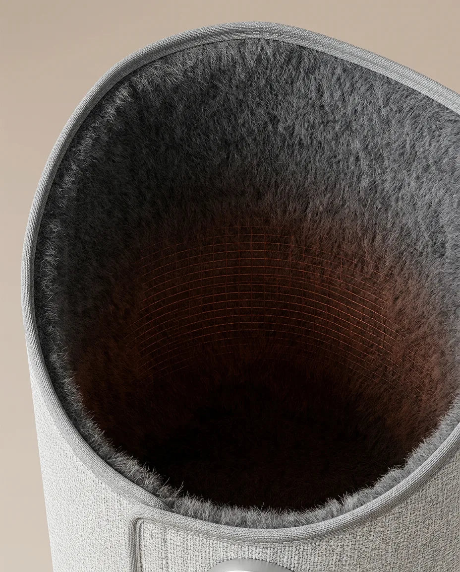 Soft felt lining of the electric foot warmer in detail