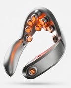 Neck massager with heat – silver device with visible massage heads