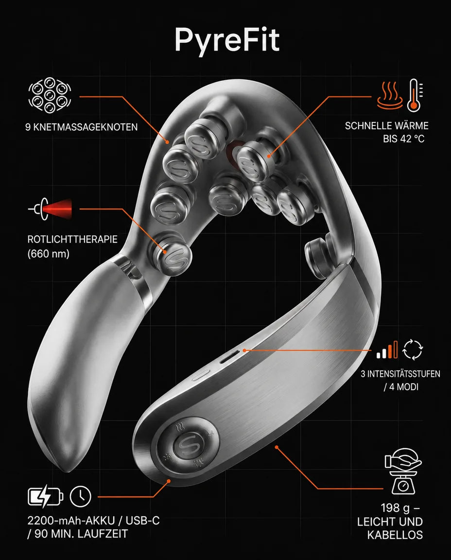 Neck massager with heat – infographic on design and features