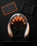 Neck massager with heat – device with accessories laid out