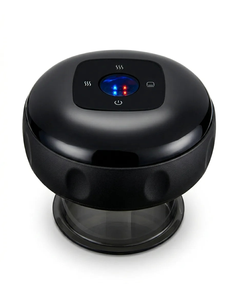 Red light cupping device with suction massage – black colour option on a white background
