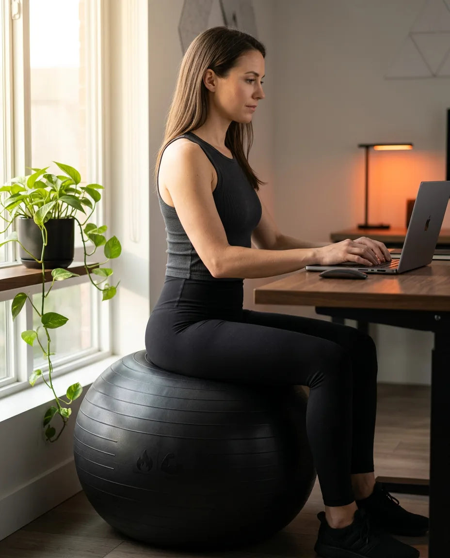 Exercise ball with pump – core training, balance and active sitting, burst-resistant – product image 2