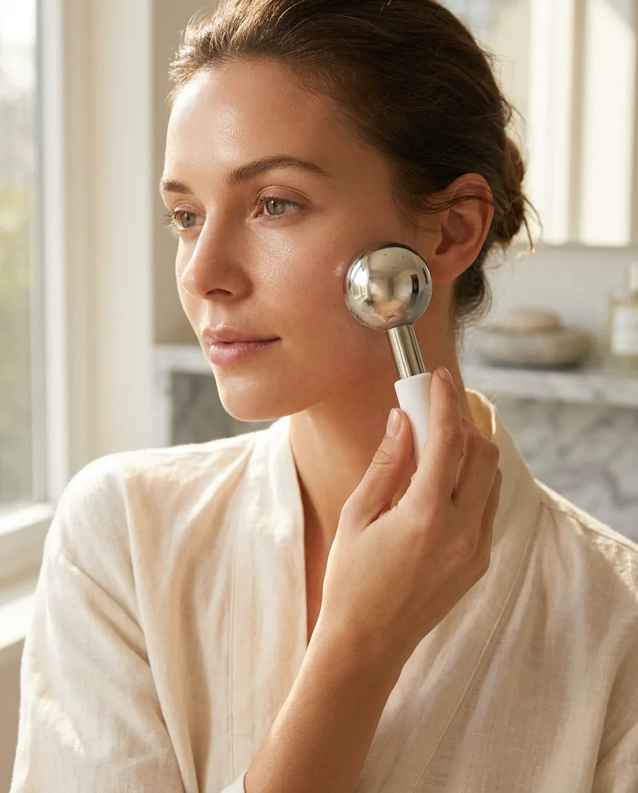 Stainless steel facial cooling globes – refreshing facial massage for puffiness – product image 2