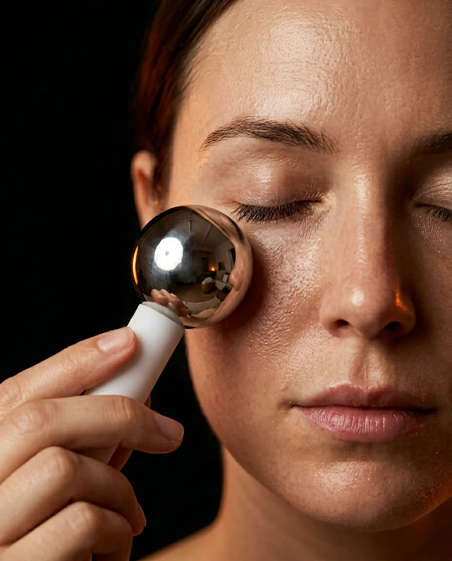 Stainless steel facial cooling globes – refreshing facial massage for puffiness – product image 3