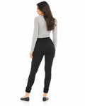 Black fleece leggings with cuffs – product view