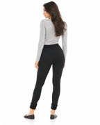 Black fleece leggings with cuffs – product view