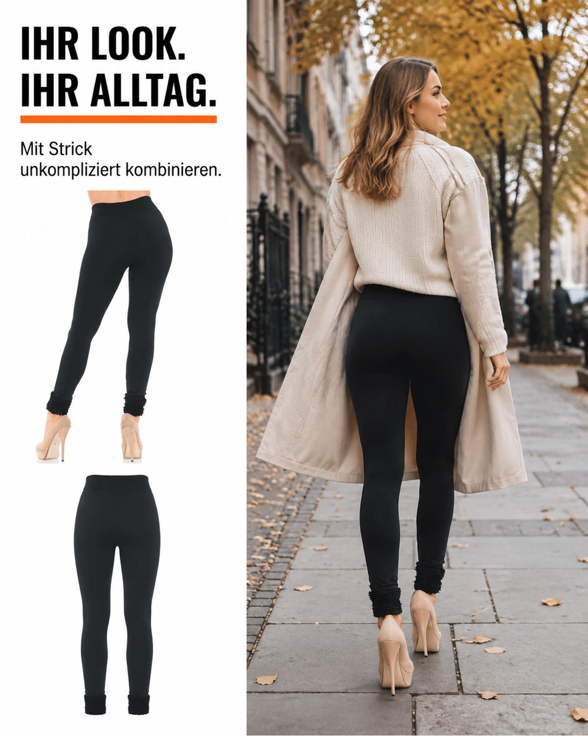 Black fleece leggings with cuffs – your look, your everyday