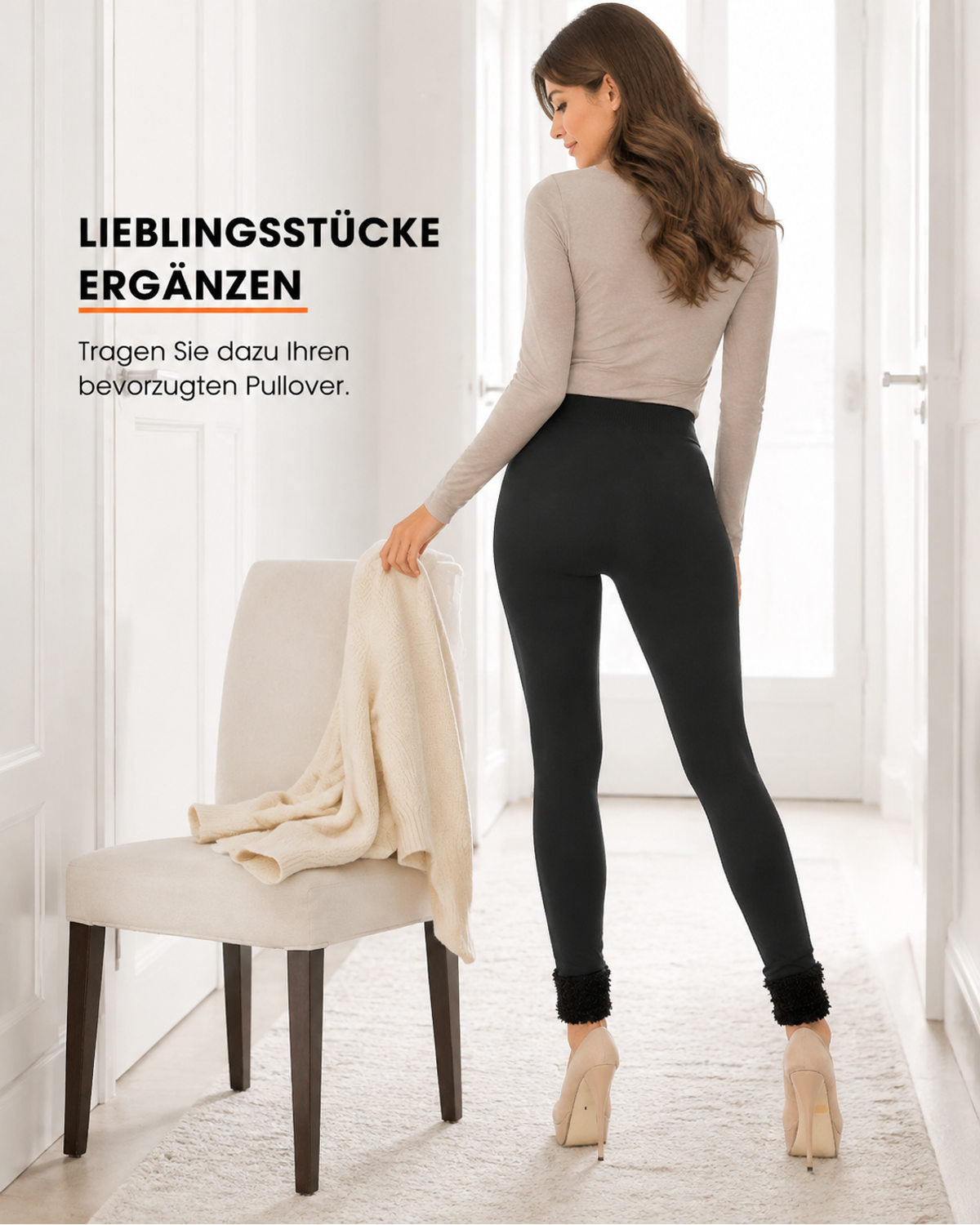 Black fleece leggings with cuffs – pair with your favourite pieces