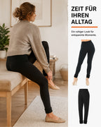 Black fleece leggings with cuffs – time for your everyday