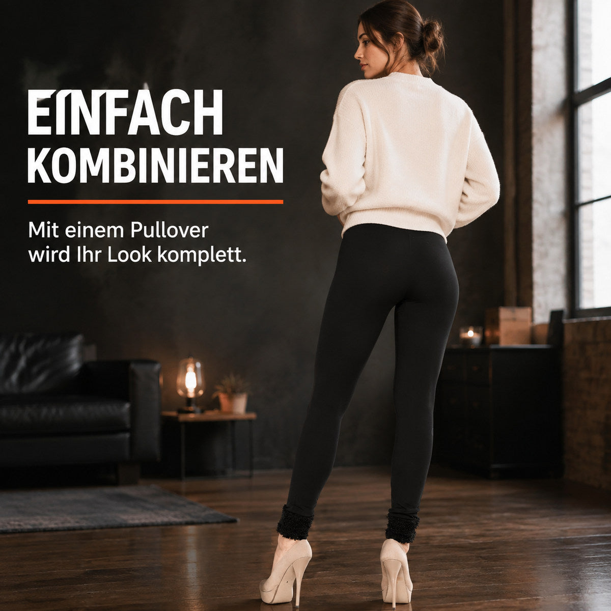 Black fleece leggings with cuffs – EASY TO PAIR